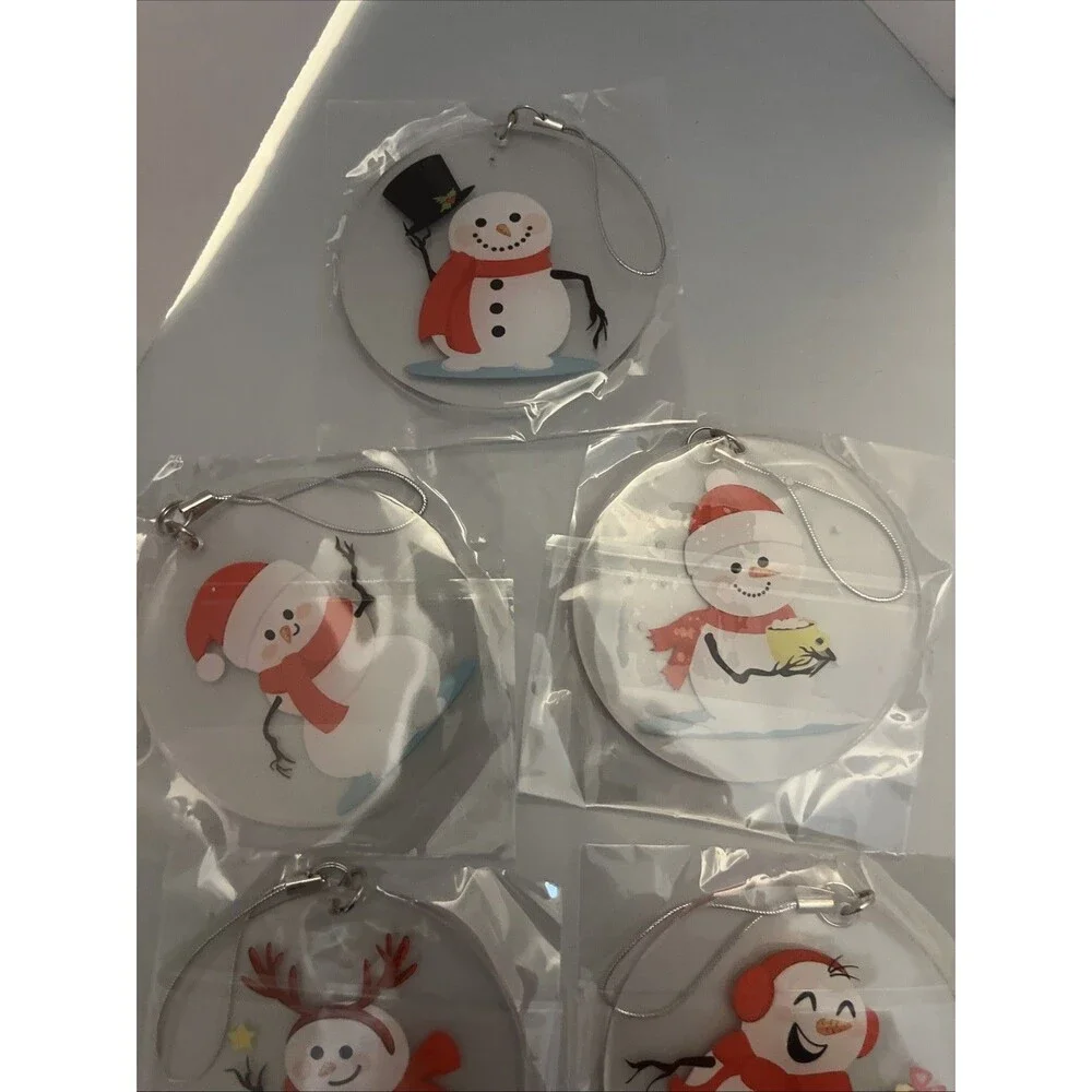 14pc Acrylic Snowman Ornaments Double SideChristmas Hanging Decor. 2 Each Design